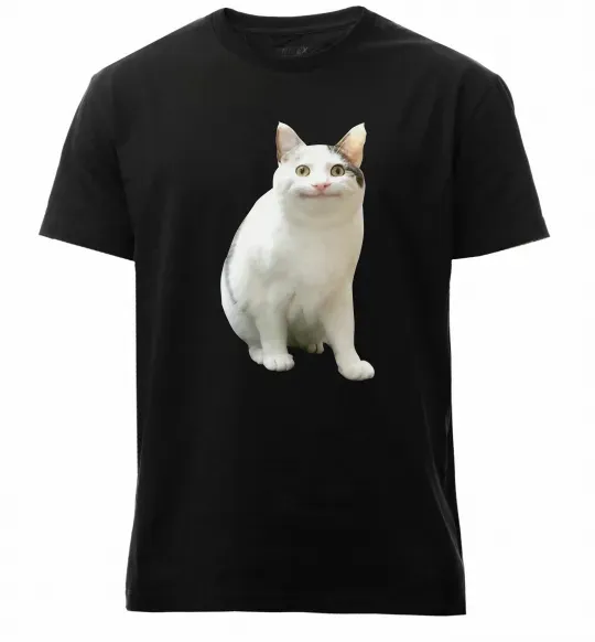 Мужская премиум футболка Cat meme Черный фото
