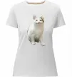 Женская премиум футболка Cat meme Белый фото