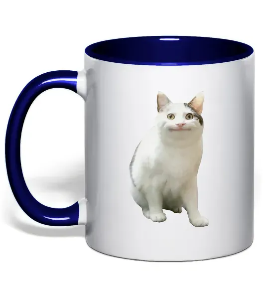 Чашка з кольоровою ручкою Cat meme Глибокий темно-синій фото