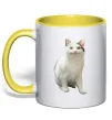 Чашка с цветной ручкой Cat meme Лимонный фото