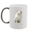 Чашка з кольоровою ручкою Cat meme Срібло фото