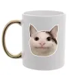Чашка з кольоровою ручкою Cat meme face Золото Чашка з кольоровою ручкою Cat meme face Золото фото