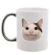 Чашка з кольоровою ручкою Cat meme face Срібло Чашка з кольоровою ручкою Cat meme face Срібло фото
