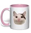 Чашка з кольоровою ручкою Cat meme face Ніжно рожевий Чашка з кольоровою ручкою Cat meme face Ніжно рожевий фото
