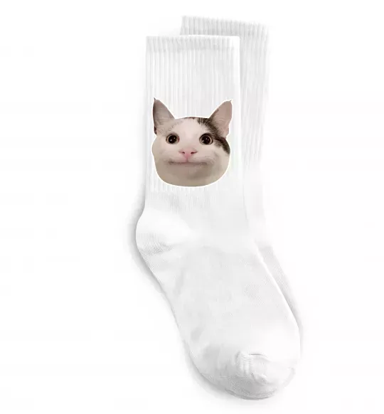 Носки Cat meme face Белый фото
