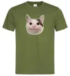 Мужская футболка Cat meme face Оливковый фото