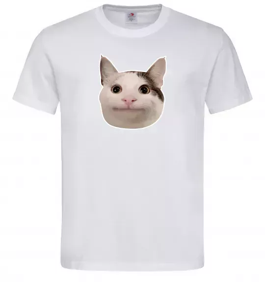 Мужская футболка Cat meme face Белый фото
