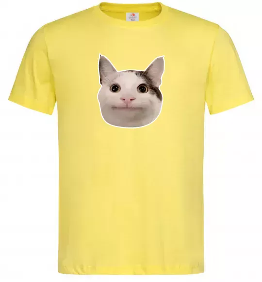 Мужская футболка Cat meme face Лимонный фото