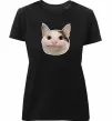Женская премиум футболка Cat meme face Черный фото