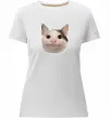 Женская премиум футболка Cat meme face Белый фото