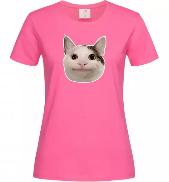 Женская футболка Cat meme face Ярко-розовый фото