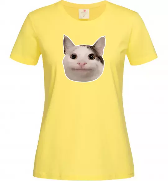 Женская футболка Cat meme face Лимонный фото