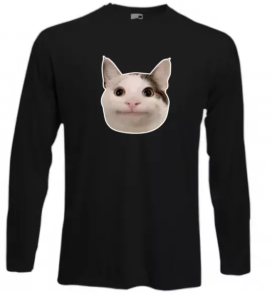 Лонгслів Cat meme face Чорний фото