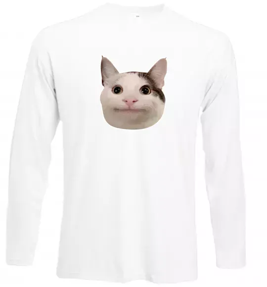 Лонгслів Cat meme face Білий фото