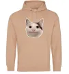Женская толстовка (худи) Cat meme face Песочный Женская толстовка (худи) Cat meme face Песочный фото