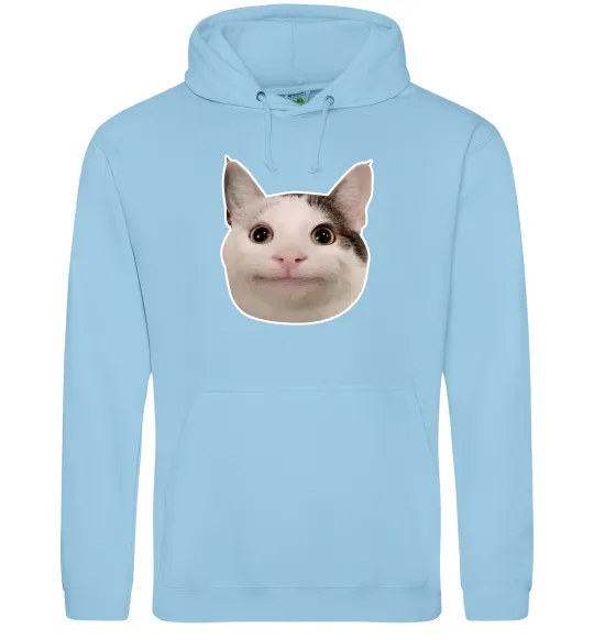 Женская толстовка (худи) Cat meme face Голубой фото