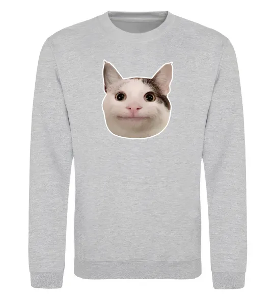 Свитшот Cat meme face Серый меланж фото