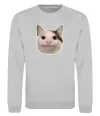Свитшот Cat meme face Серый меланж фото