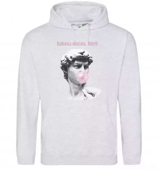 Чоловіча толстовка (худі) Hakuna matata b*tch Сірий меланж фото