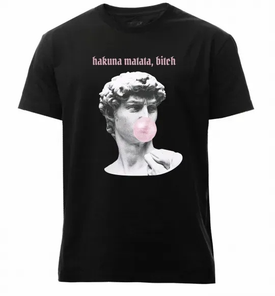 Мужская премиум футболка Hakuna matata b*tch Черный фото