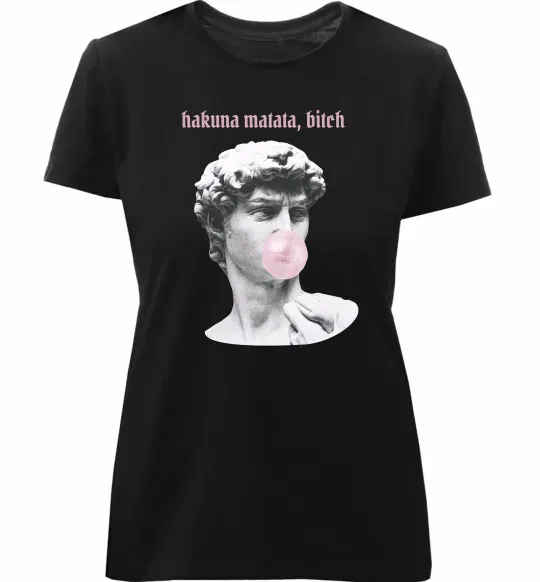 Женская премиум футболка Hakuna matata b*tch Черный фото