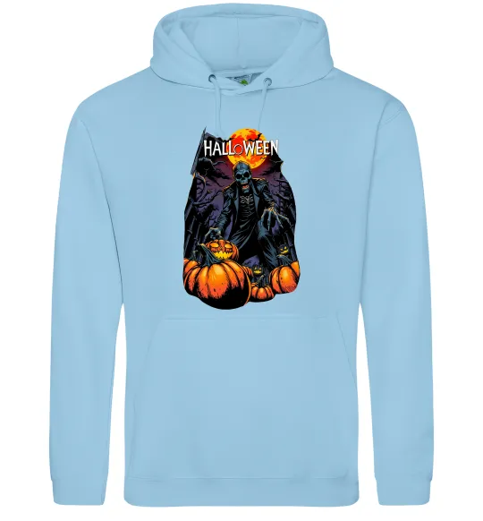 Чоловіча толстовка (худі) Halloween червоний місяць Блакитний фото