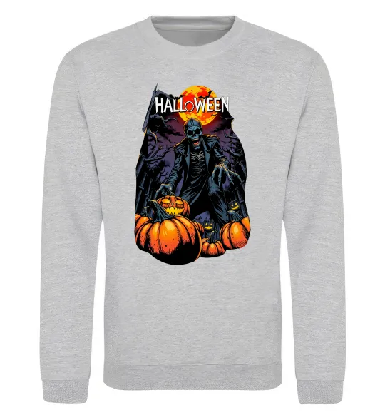 Свитшот Halloween червоний місяць Серый меланж фото