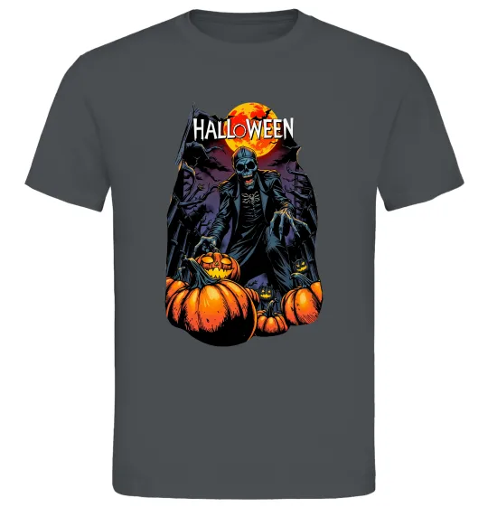 Мужская футболка Halloween червоний місяць Графит фото