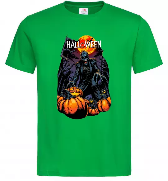 Мужская футболка Halloween червоний місяць Зеленый фото