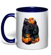 Чашка с цветной ручкой Halloween червоний місяць Глубокий темно-синий фото