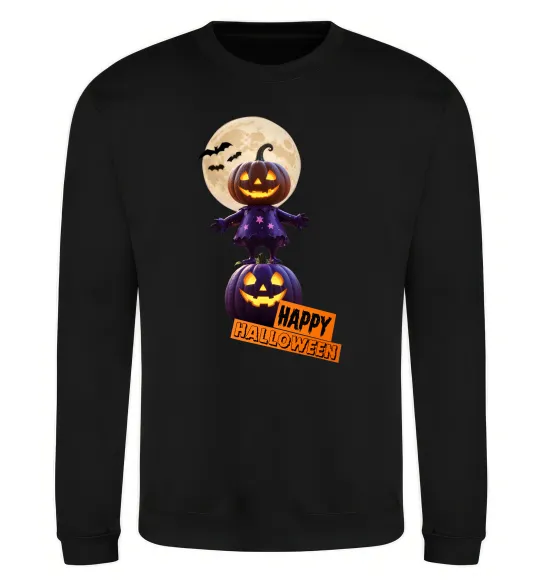Свитшот Happy Halloween гарбуз-людина Черный фото