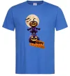 Мужская футболка Happy Halloween гарбуз-людина Ярко-синий Мужская футболка Happy Halloween гарбуз-людина Ярко-синий фото