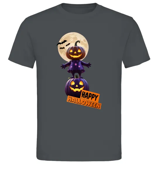 Мужская футболка Happy Halloween гарбуз-людина Графит фото
