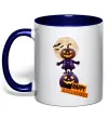 Чашка с цветной ручкой Happy Halloween гарбуз-людина Глубокий темно-синий фото