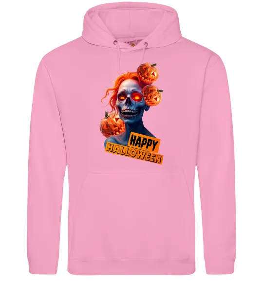 Чоловіча толстовка (худі) Halloween зомбі дівчина Рожевий фото