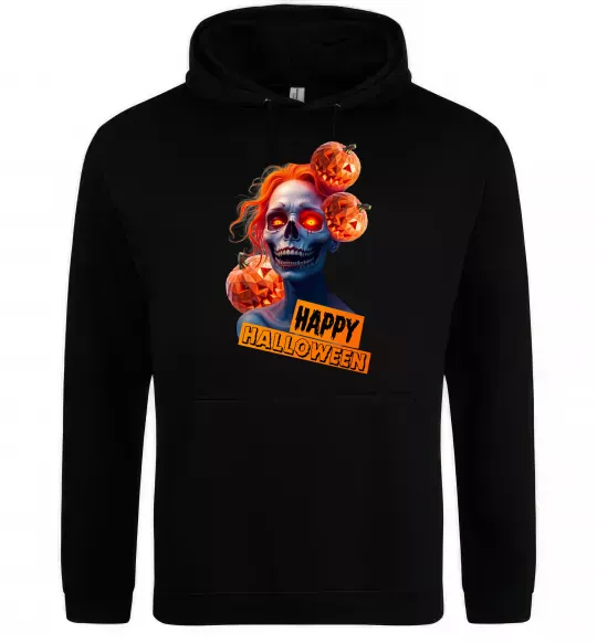 Мужская толстовка (худи) Halloween зомбі дівчина Черный фото