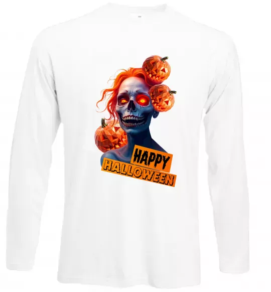 Лонгслів Halloween зомбі дівчина Білий фото