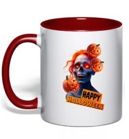 Чашка з кольоровою ручкою Halloween зомбі дівчина