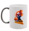 Чашка с цветной ручкой Halloween зомбі дівчина Серебро фото