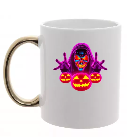 Чашка с цветной ручкой Halloween Золото фото