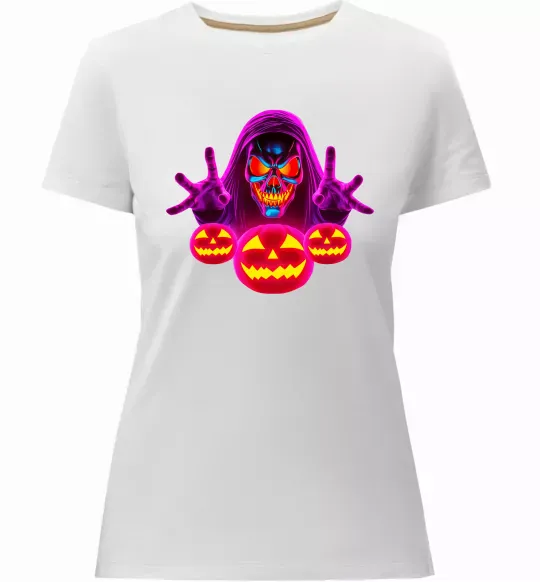 Жіноча преміум футболка Halloween Білий фото