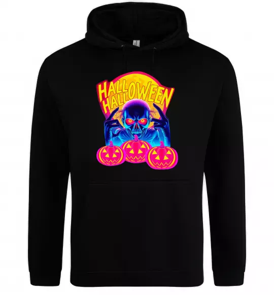 Мужская толстовка (худи) Halloween череп Черный фото