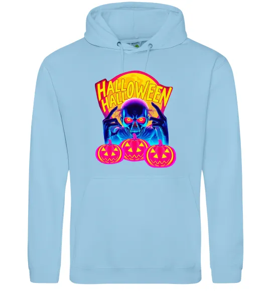 Чоловіча толстовка (худі) Halloween череп Блакитний фото