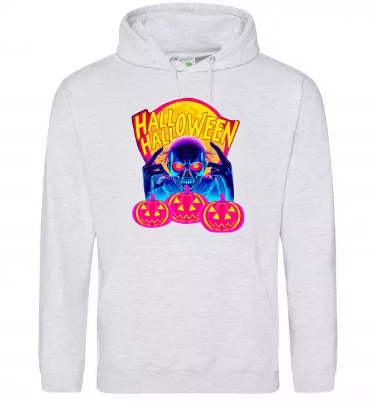 Жіноча толстовка (худі) Halloween череп Сірий меланж фото