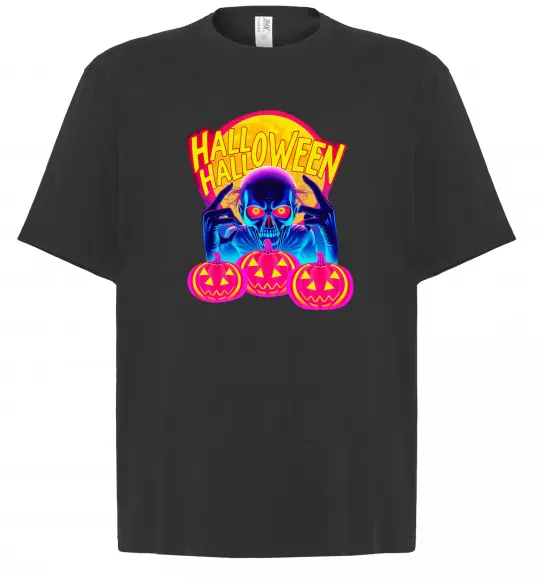 Футболка Оверсайз Halloween череп Чорний фото