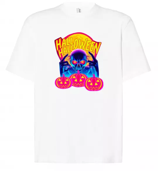 Футболка Оверсайз Halloween череп Білий фото