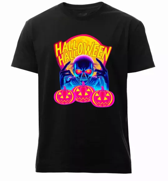 Чоловіча преміум футболка Halloween череп Чорний фото