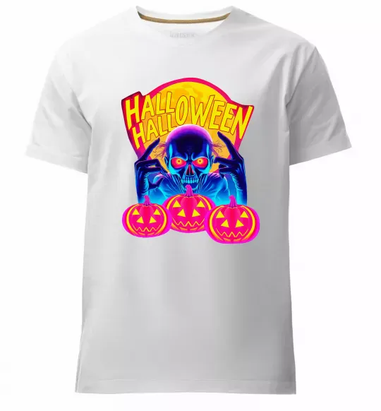 Чоловіча преміум футболка Halloween череп Білий фото