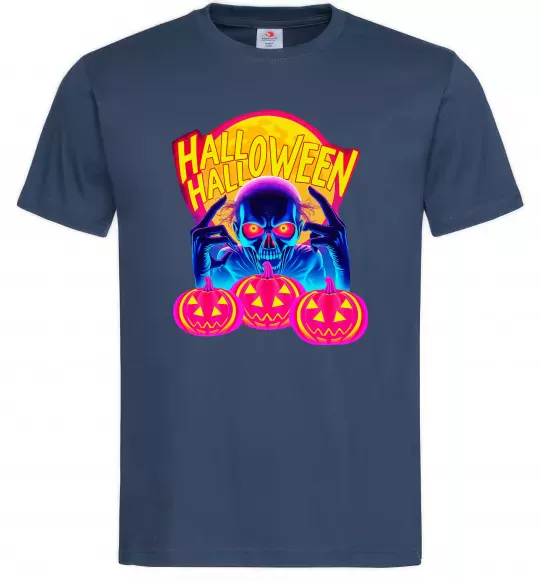 Чоловіча футболка Halloween череп Темно-синій фото