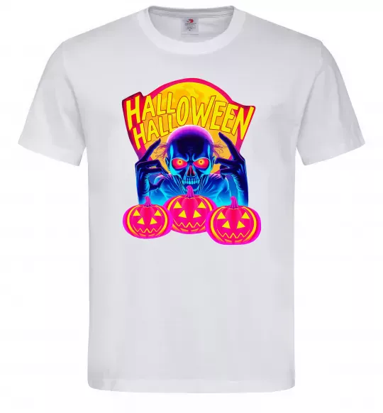 Чоловіча футболка Halloween череп Білий фото